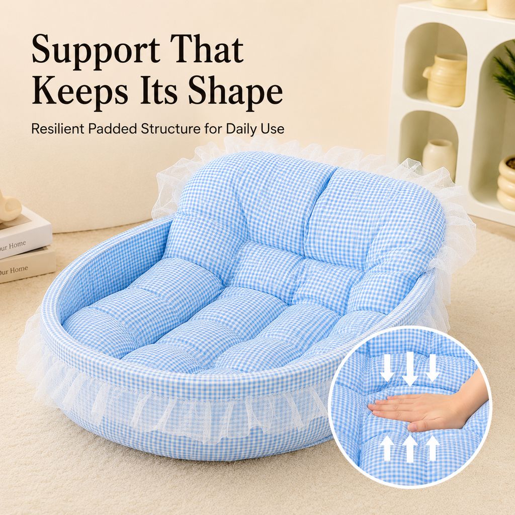Paws in Awe All-Season Bolster Pet Bed for Cats & Small Dogs - Cushioned Indoor Lounger with Raised Sides image 6