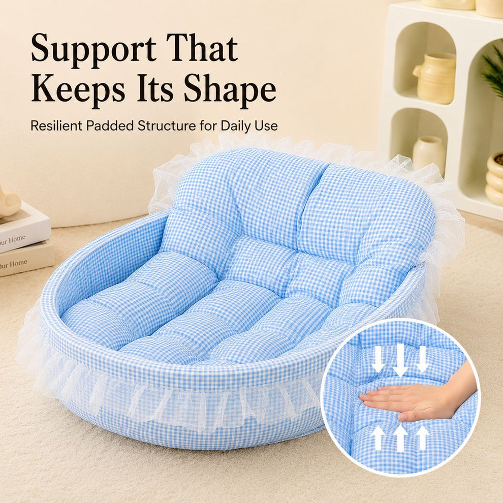 Paws in Awe All-Season Bolster Pet Bed for Cats & Small Dogs - Cushioned Indoor Lounger with Raised Sides image 6