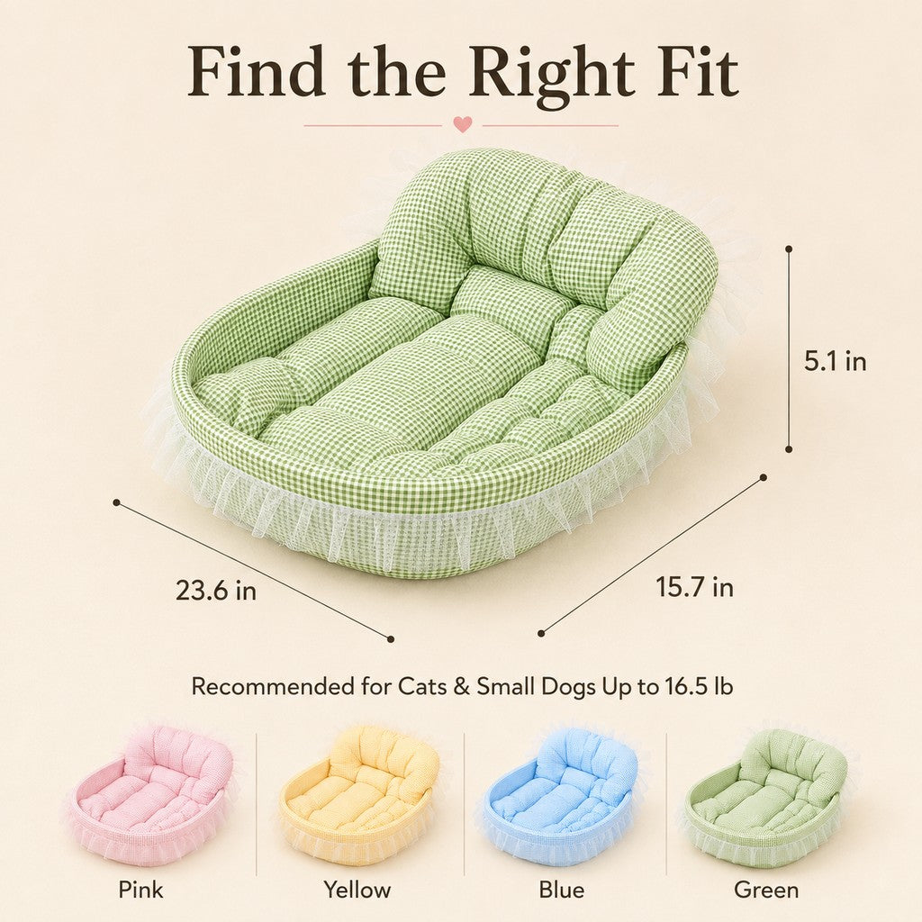 Paws in Awe All-Season Bolster Pet Bed for Cats & Small Dogs - Cushioned Indoor Lounger with Raised Sides image 7