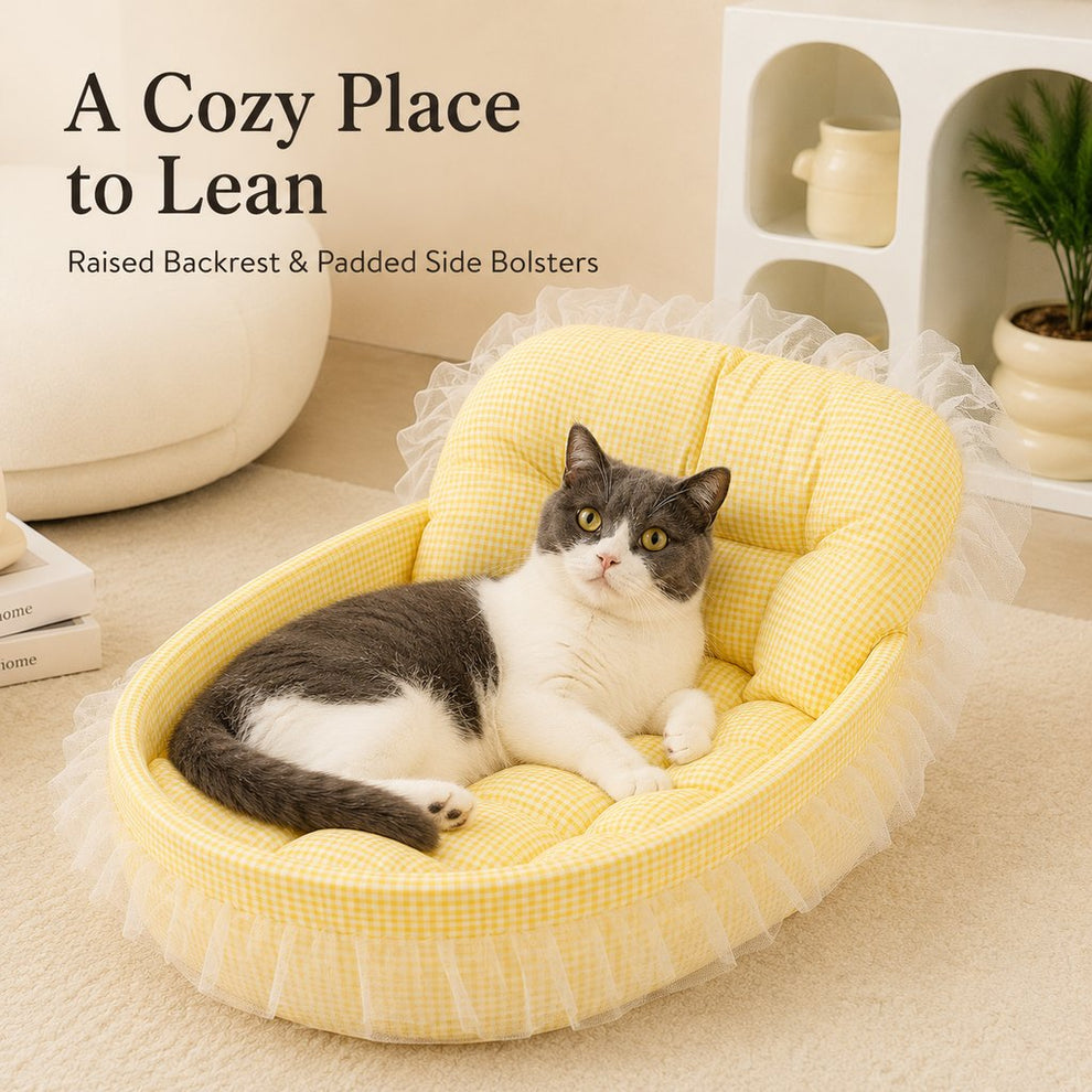 Paws in Awe All-Season Bolster Pet Bed for Cats & Small Dogs - Cushioned Indoor Lounger with Raised Sides image 8