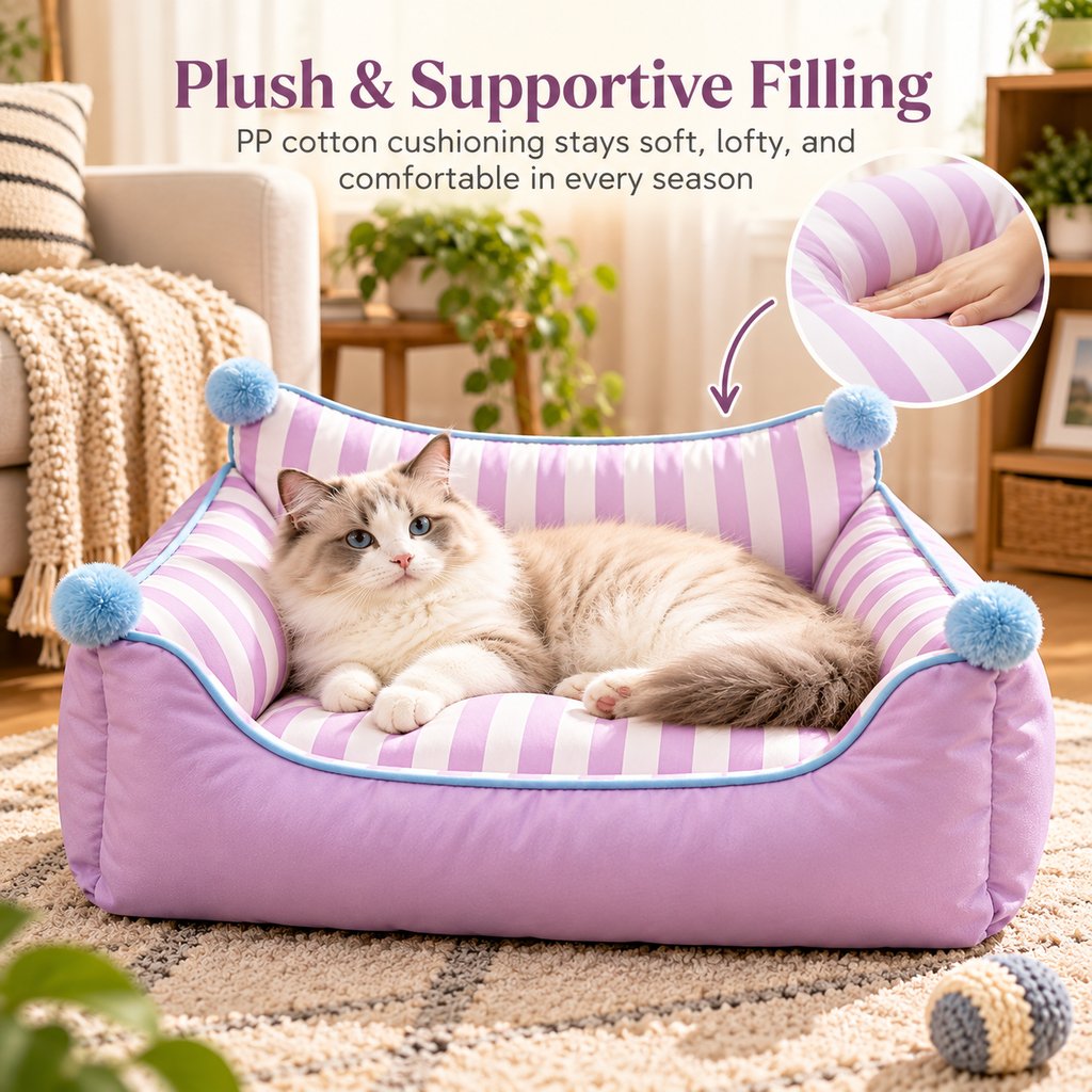 Paws in Awe All-Season Pet Sofa Bed with Supportive Bolsters & Pillow for Cats and Small Dogs image 4