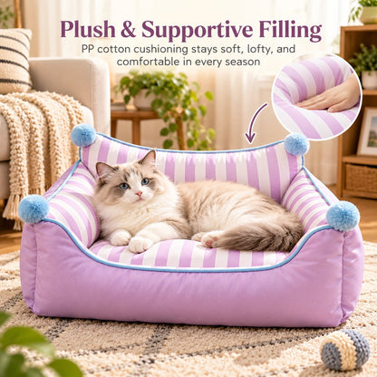 Paws in Awe All-Season Pet Sofa Bed with Supportive Bolsters & Pillow for Cats and Small Dogs image 4