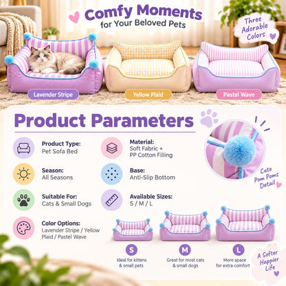 Paws in Awe All-Season Pet Sofa Bed with Supportive Bolsters & Pillow for Cats and Small Dogs image 8