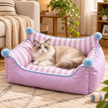 Paws in Awe All-Season Pet Sofa Bed with Supportive Bolsters & Pillow for Cats and Small Dogs image 1