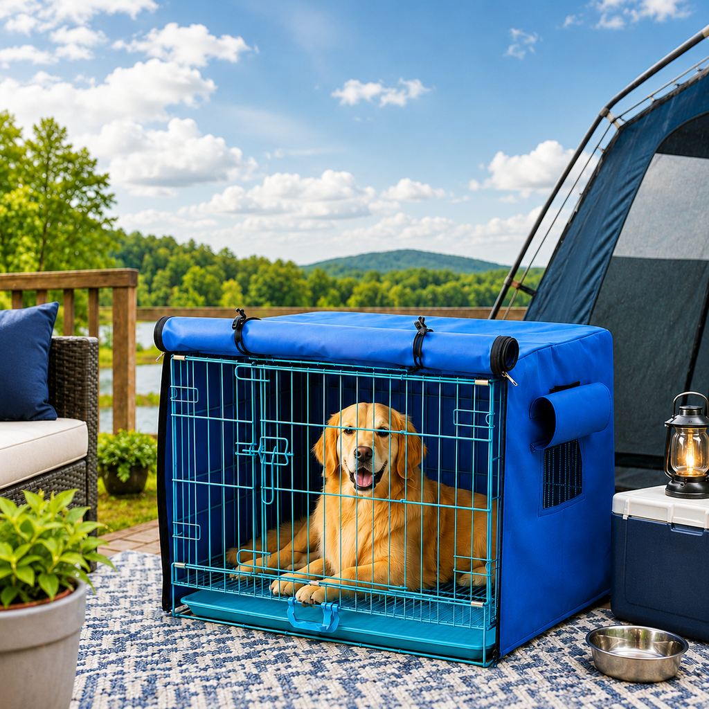 Paws in Awe All-Weather Dog Crate Cover for Home, Patio & Camping - Privacy, Wind & Light Rain Protection image 1