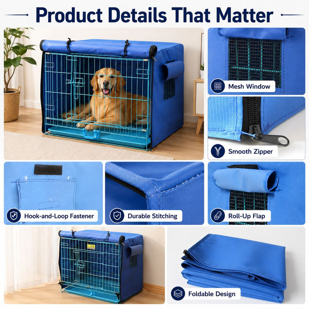 Paws in Awe All-Weather Dog Crate Cover for Home, Patio & Camping - Privacy, Wind & Light Rain Protection image 7