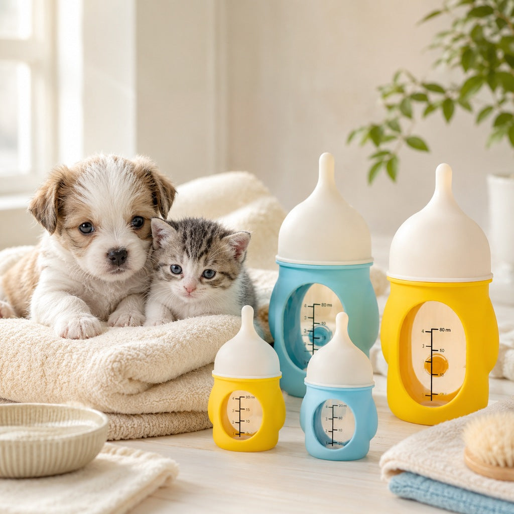 Paws in Awe Newborn Puppy & Kitten Nursing Bottle – Anti-Choke Silicone Pet Feeder for Safe, Gentle Milk Feeding at Home image 10