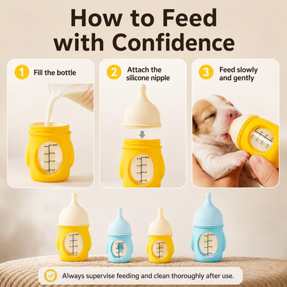 Paws in Awe Newborn Puppy & Kitten Nursing Bottle – Anti-Choke Silicone Pet Feeder for Safe, Gentle Milk Feeding at Home image 11