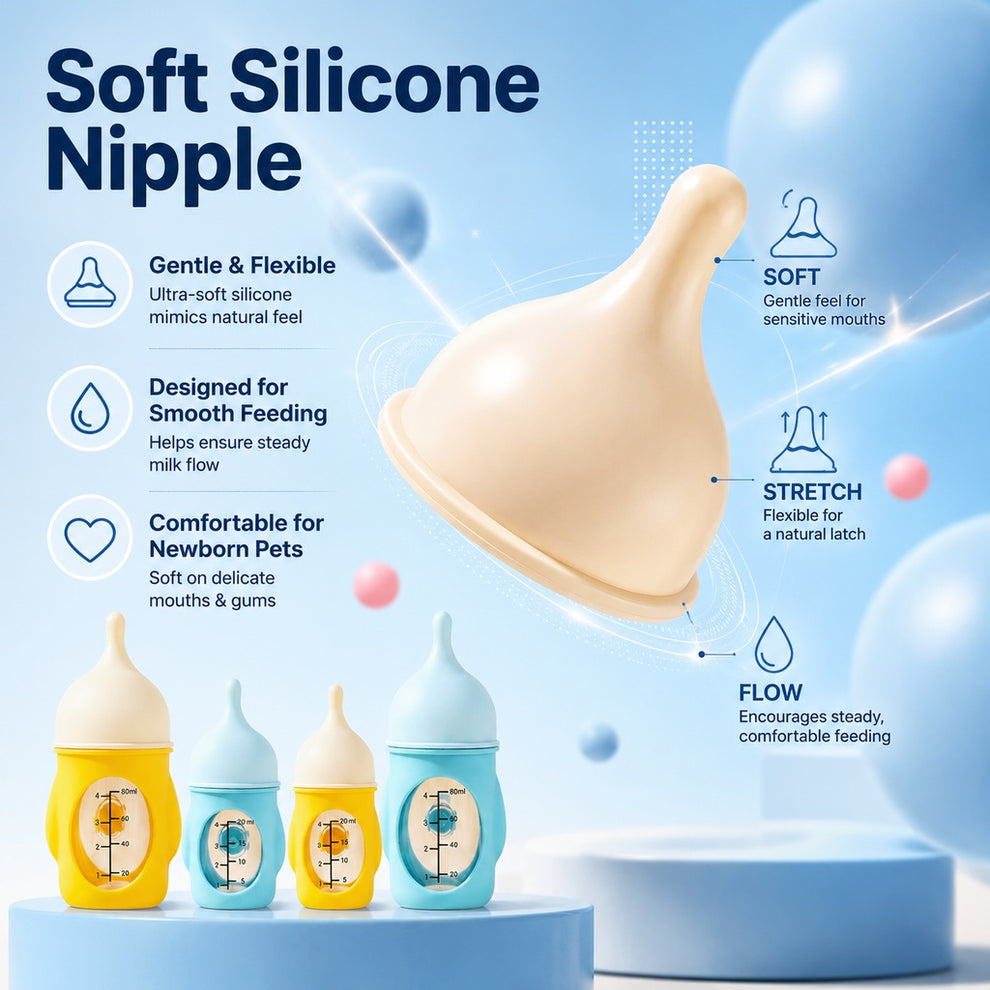 Paws in Awe Newborn Puppy & Kitten Nursing Bottle – Anti-Choke Silicone Pet Feeder for Safe, Gentle Milk Feeding at Home image 9