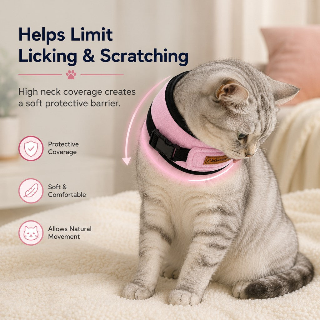 Paws in Awe Soft Cat Recovery Collar for Post-Surgery Care - Adjustable Anti-Lick Fleece Neck Wrap image 7