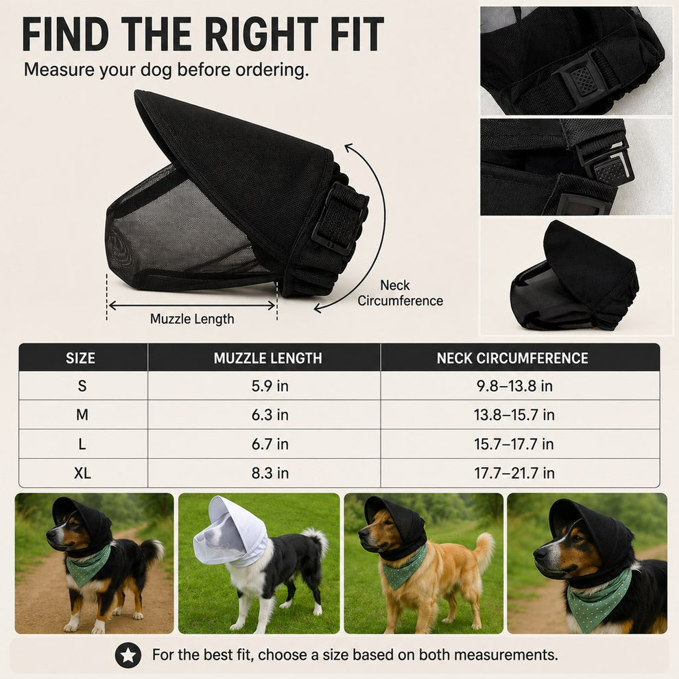 Paws in Awe Breathable Anti-Scavenging Dog Muzzle for Walks - Mesh Hood Helps Block Food Scraps & Trash image 8