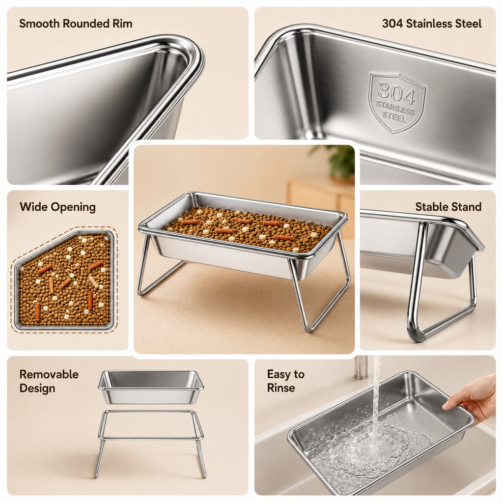 Paws in Awe Elevated 304 Stainless Steel Pet Bowl with Stand for Cats & Dogs - Anti-Tip Raised Feeder for Cleaner Meals image 7