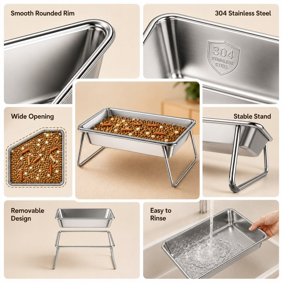 Paws in Awe Elevated 304 Stainless Steel Pet Bowl with Stand for Cats & Dogs - Anti-Tip Raised Feeder for Cleaner Meals image 7