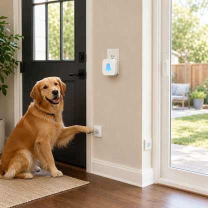 Paws in Awe Wireless Dog Doorbell for Potty Training - Self-Powered Paw Button & Plug-In Chime to Help Dogs Ask to Go Outside image 15