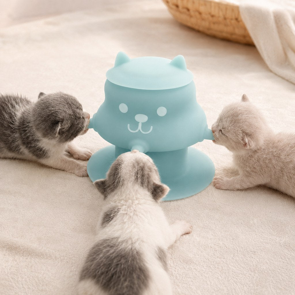 Aqua blue silicone pet nursing feeder