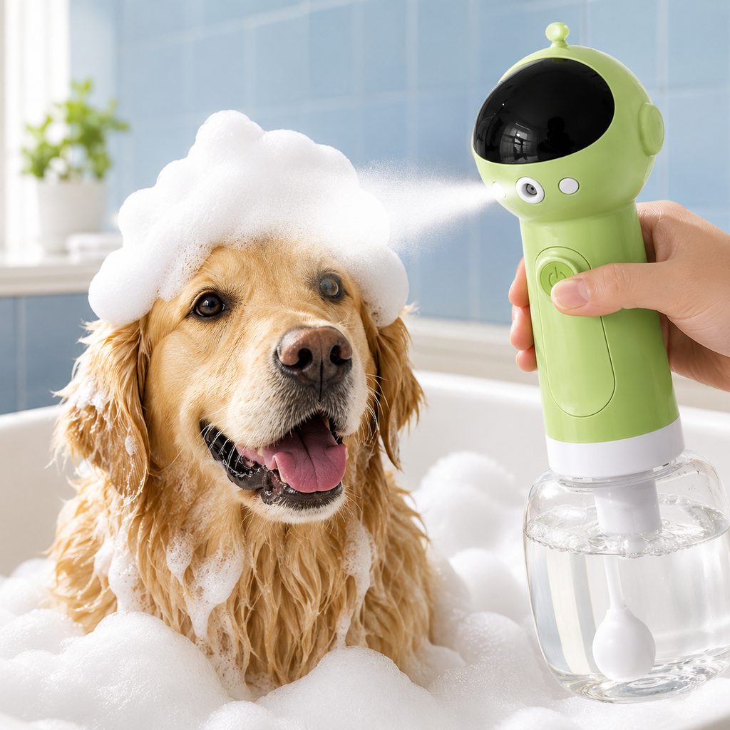 Paws in Awe AstroFoam Pet Bath Bubble Maker for Home Dog Baths - One-Press Dense Foam Sprayer for Less Hand-Scrubbing & Cleaner Bath Time image 1
