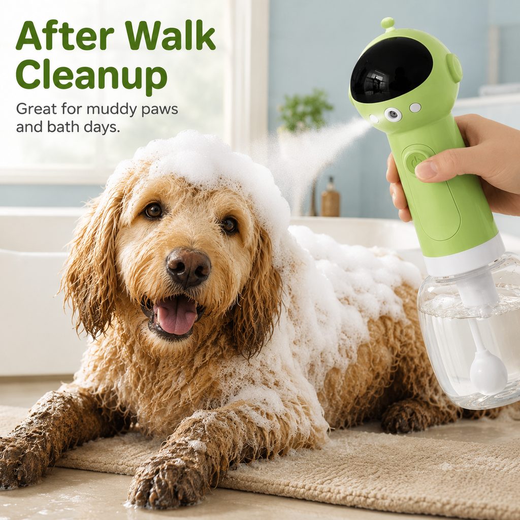Paws in Awe AstroFoam Pet Bath Bubble Maker for Home Dog Baths - One-Press Dense Foam Sprayer for Less Hand-Scrubbing & Cleaner Bath Time image 3