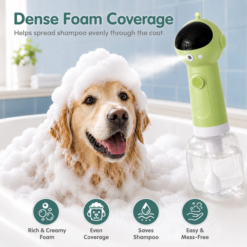 Paws in Awe AstroFoam Pet Bath Bubble Maker for Home Dog Baths - One-Press Dense Foam Sprayer for Less Hand-Scrubbing & Cleaner Bath Time image 6
