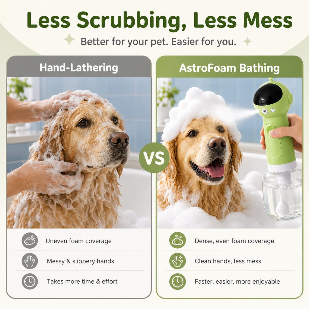 Paws in Awe AstroFoam Pet Bath Bubble Maker for Home Dog Baths - One-Press Dense Foam Sprayer for Less Hand-Scrubbing & Cleaner Bath Time image 2