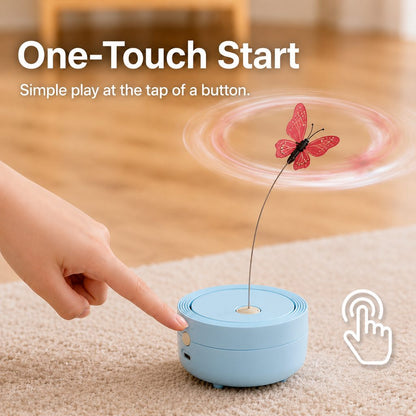 Automatic butterfly cat toy with one-touch start button