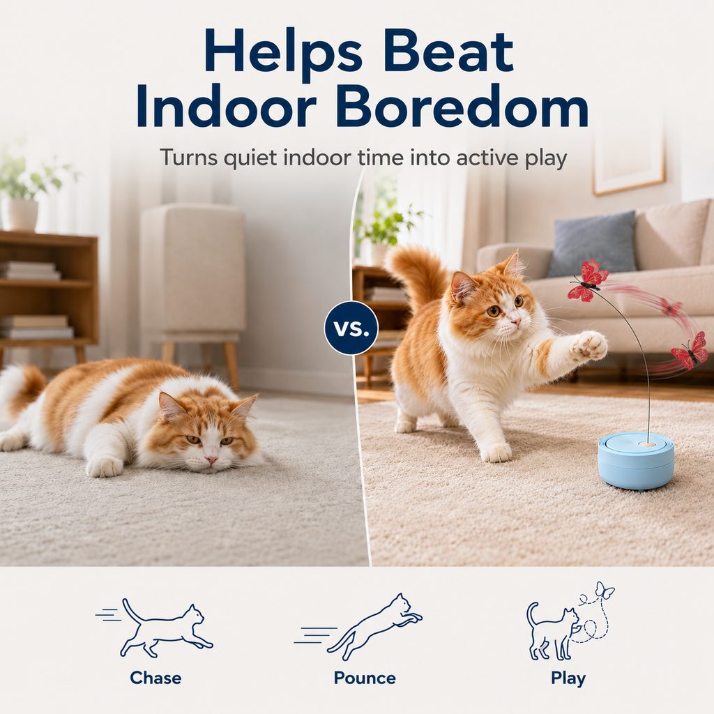 Automatic cat toy for indoor boredom relief