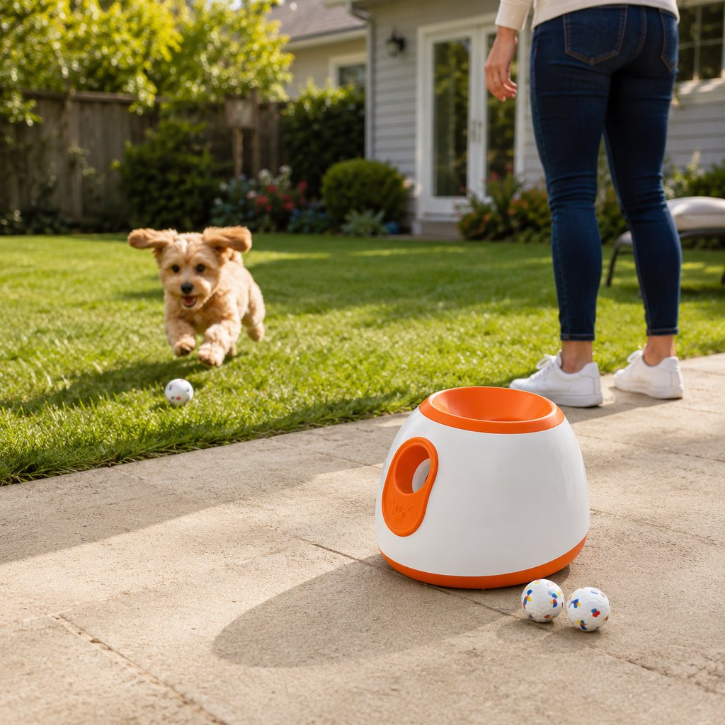Mini automatic dog ball launcher with 3 balls