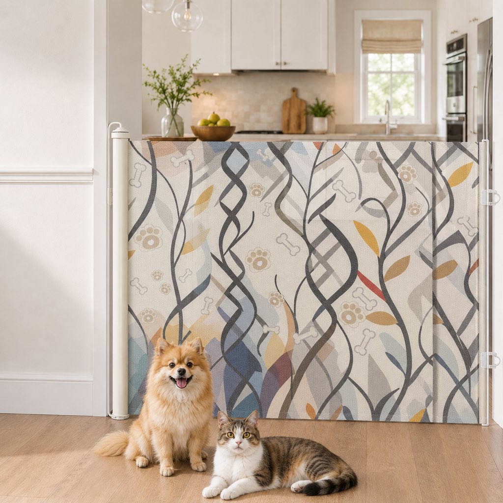 Paws in Awe No-Drill Retractable Pet Gate for Doorways, Kitchens & Stairs - Keep Cats and Dogs Safely Out of Off-Limit Areas