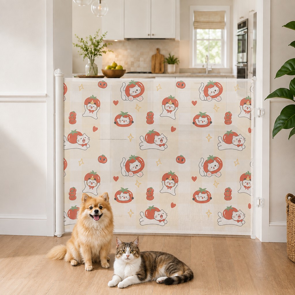 Paws in Awe No-Drill Retractable Pet Gate for Doorways, Kitchens & Stairs - Keep Cats and Dogs Safely Out of Off-Limit Areas