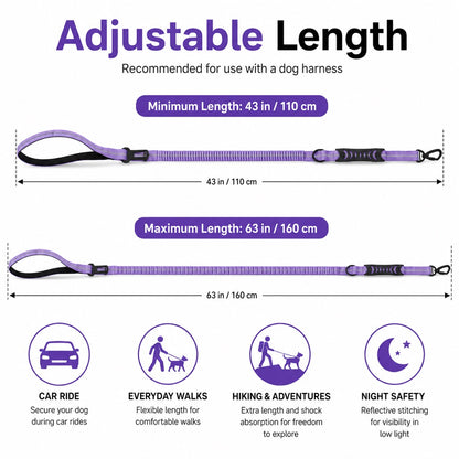 Paws in Awe Reflective Dog Car Seat Belt Leash for Backseat Travel & Daily Walks - Shock-Absorbing Bungee Tether to Help Reduce Pulling & Driver Distraction image 8