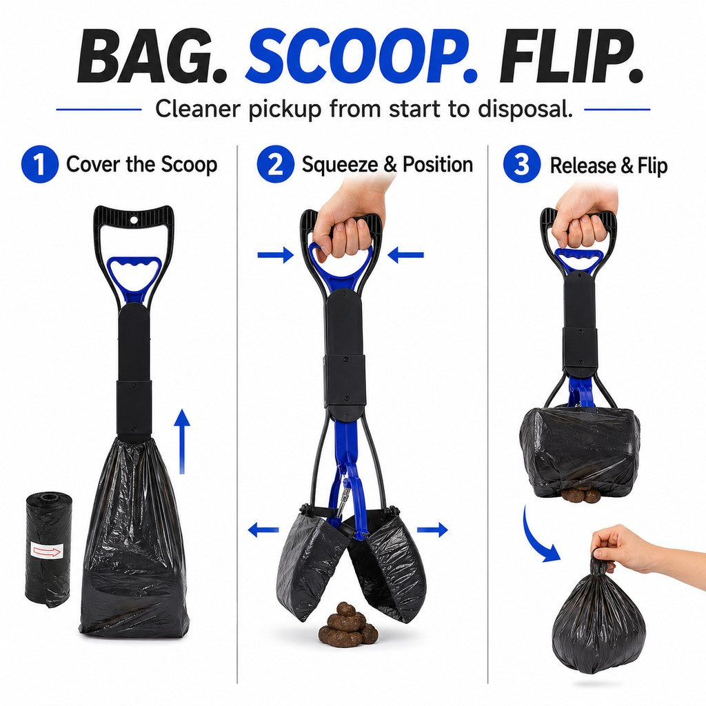 Bag scoop flip dog pooper scooper instructions