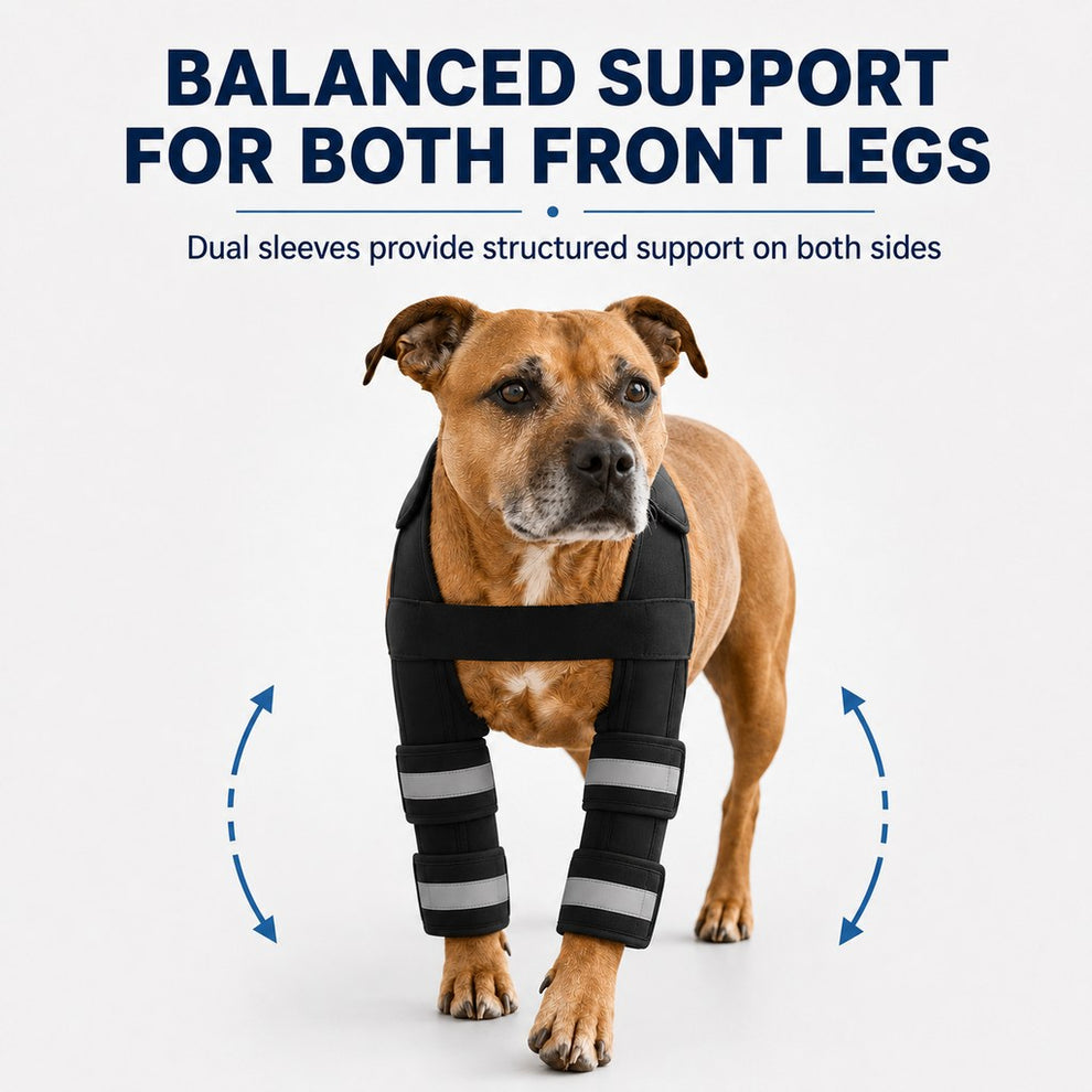 Balanced support for both front legs dog brace