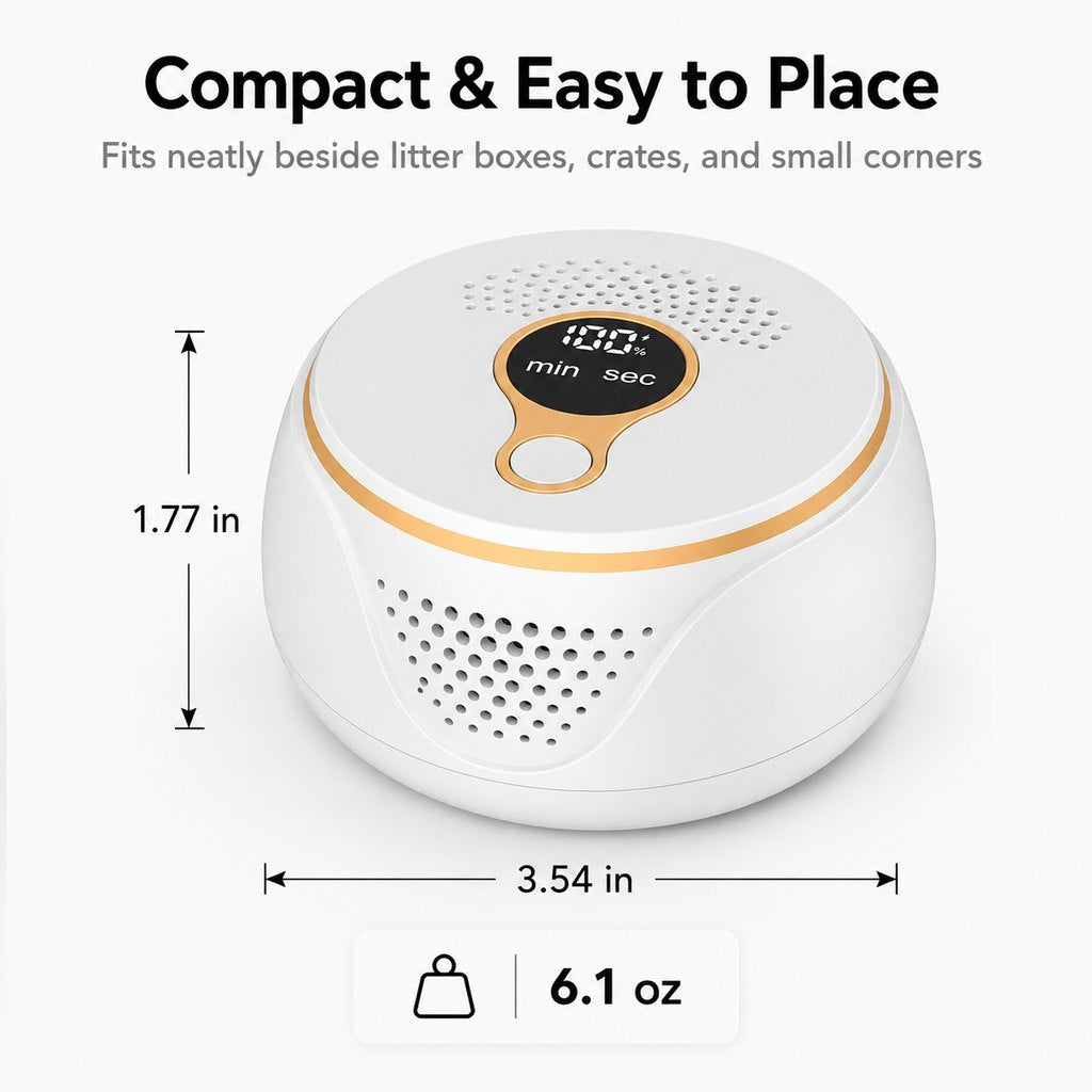 Rechargeable pet odor deodorizer for dog crate and litter box areas
