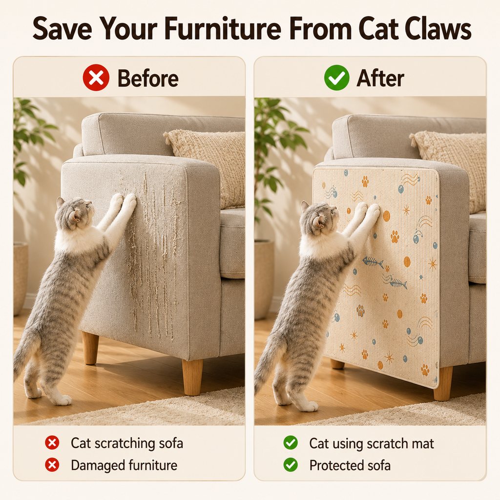 Paws in Awe Self-Adhesive Cat Scratch Mat for Wall & Furniture Protection – Cuttable Cat Scratching Pad for Sofa, Door, Bedside & Home Surfaces image 3