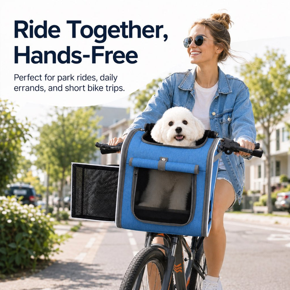 Bike pet carrier for cats and small dogs on short rides