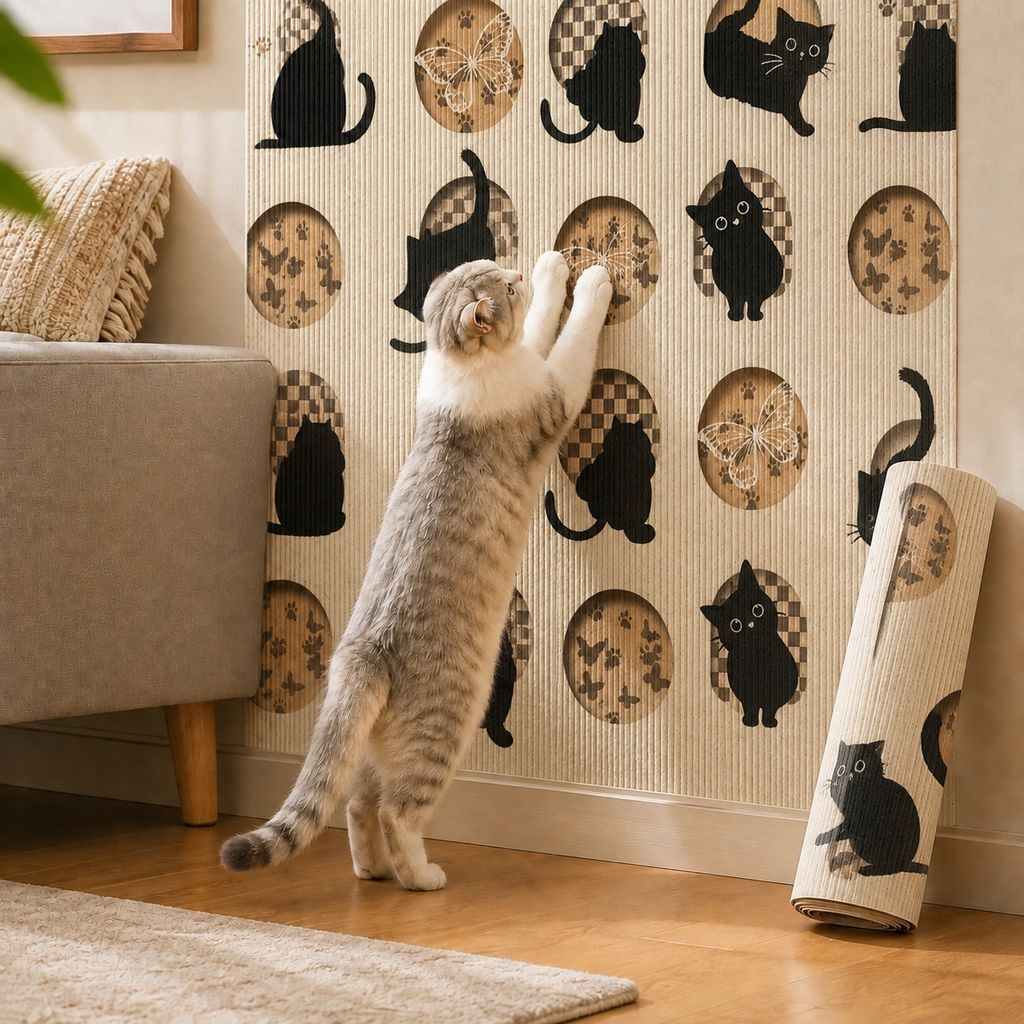Paws in Awe Self-Adhesive Cat Scratch Mat for Wall & Furniture Protection – Cuttable Cat Scratching Pad for Sofa, Door, Bedside & Home Surfaces image 12