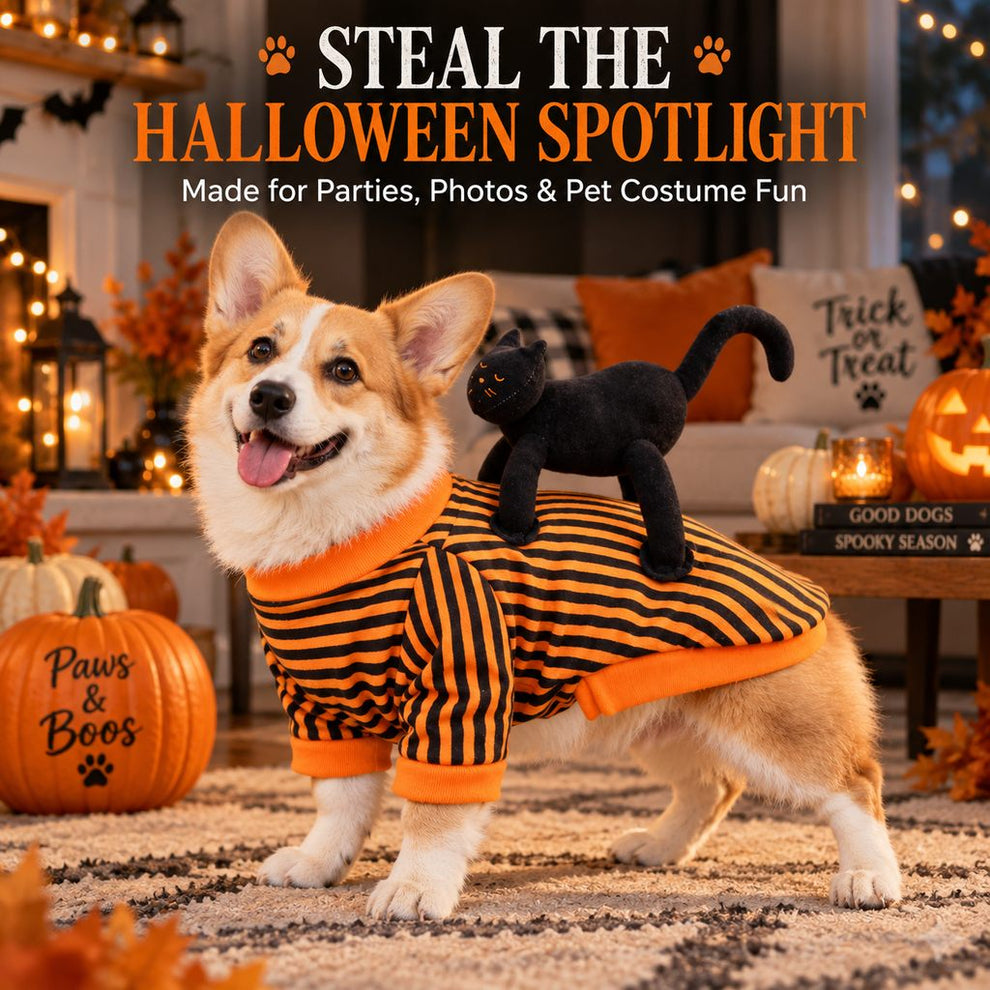 Black Cat Rider pet costume for Halloween parties