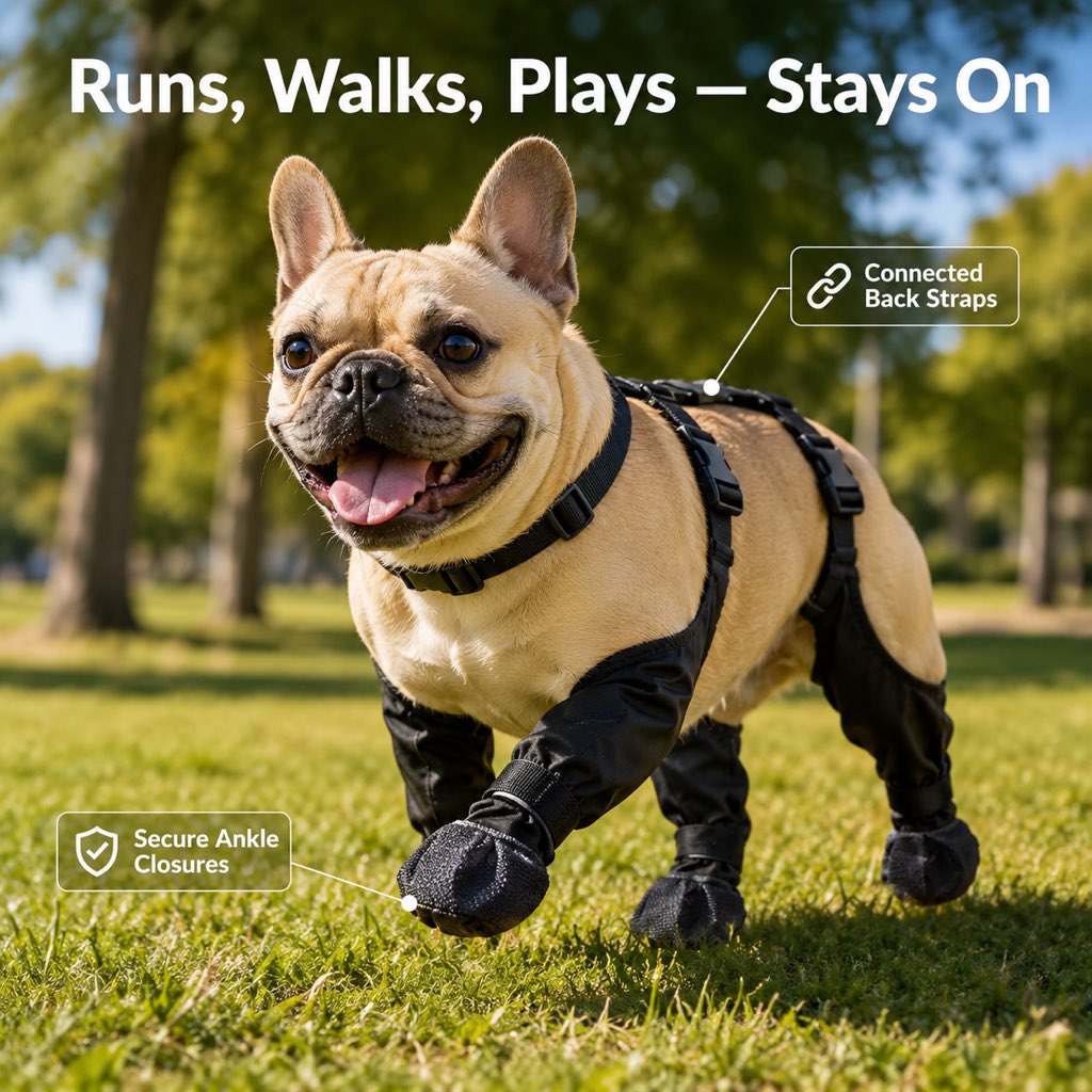Black detachable buckle dog walking boots suit