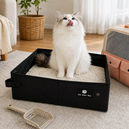 Black foldable cat litter box