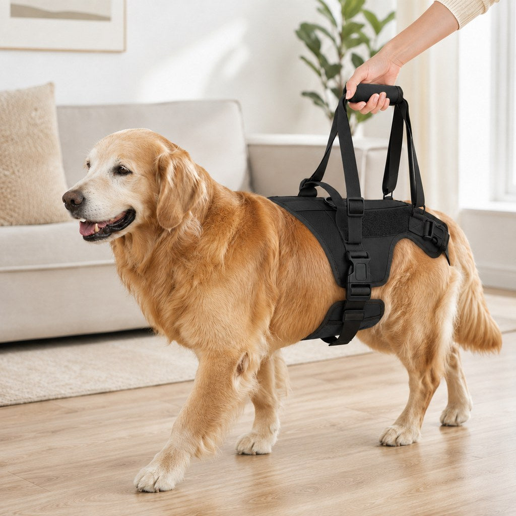 Black full-body dog lift support harness