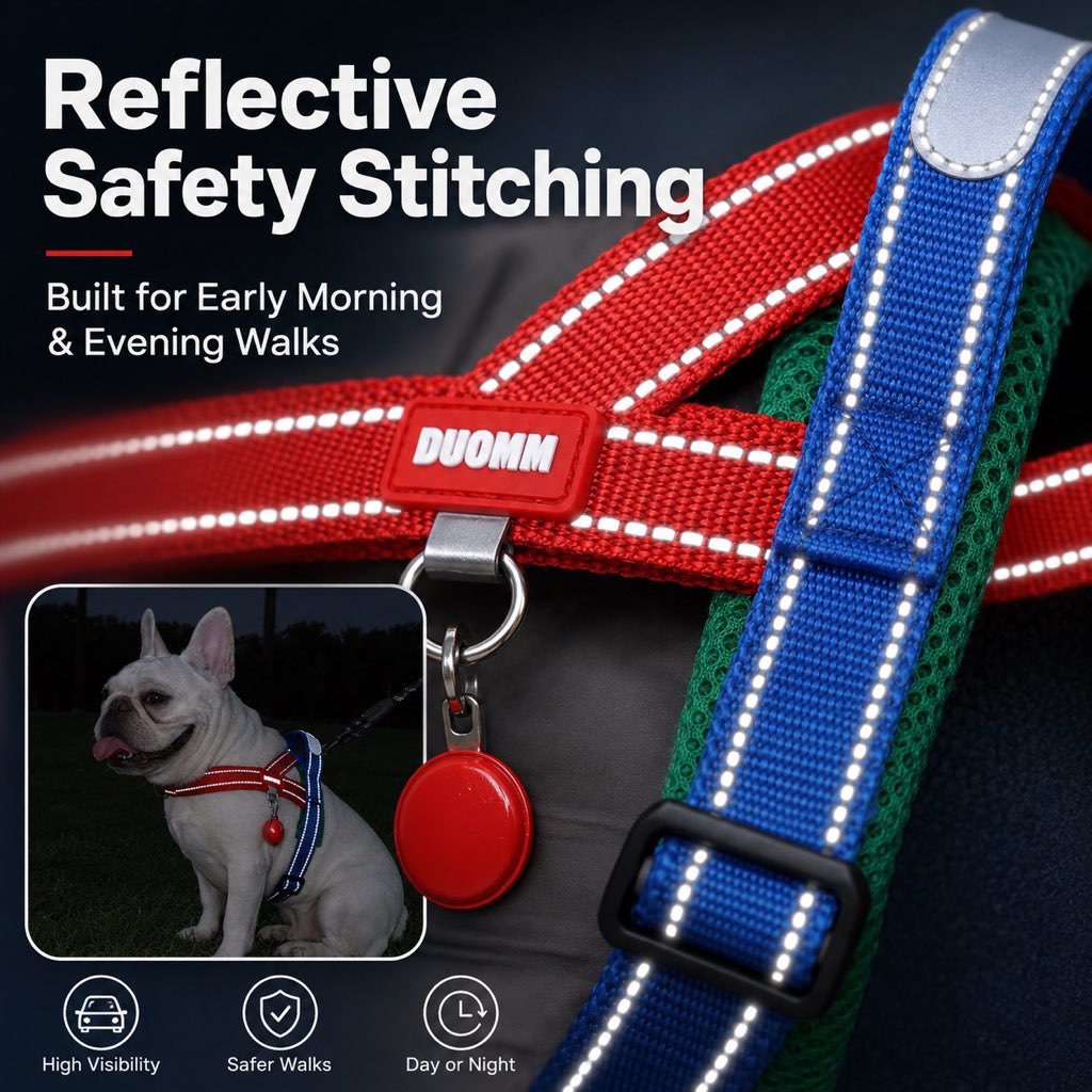 Paws in Awe No-Choke French Bulldog Harness & Leash Set for Daily Walks - Reflective, Easy-Control Fit for Broad-Chest Dogs image 4