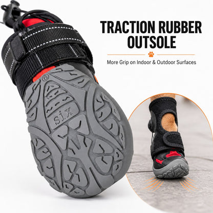 Black orange dog paw-lift support boots