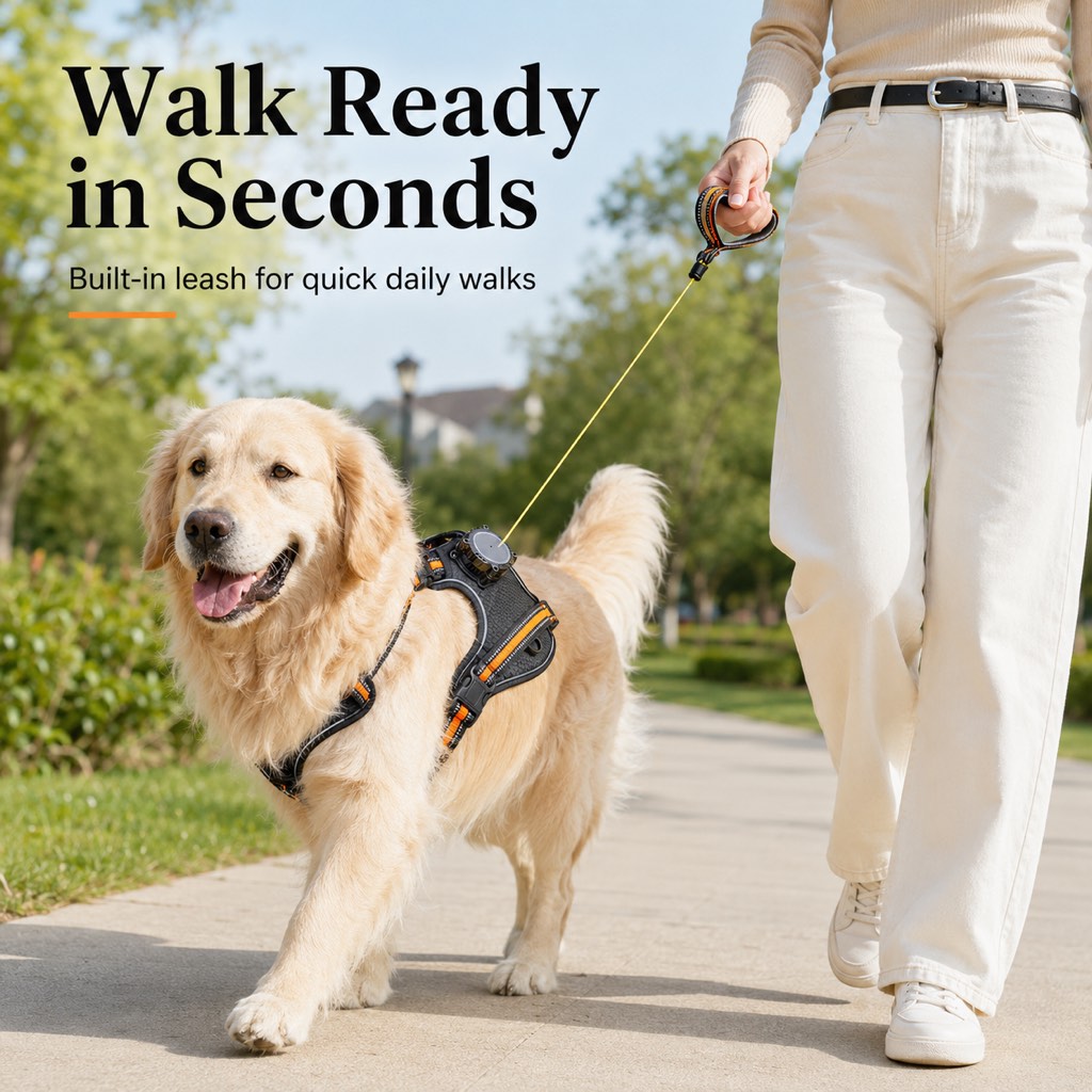 Paws in Awe 2-in-1 Reflective Dog Harness with Built-In Retractable Leash for Daily Walks - Close Control for Pulling Dogs image 5