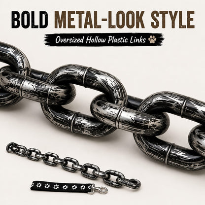 Black and silver chain-look dog leash detail