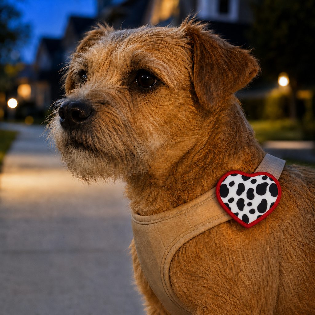 Rechargeable heart pet visibility light for evening walks