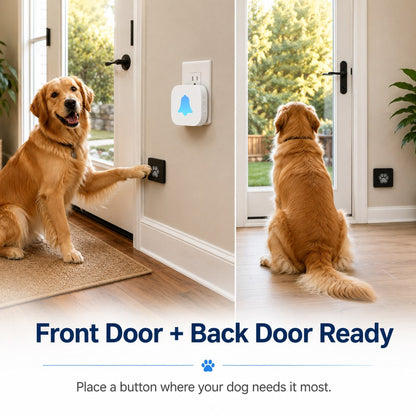 Paws in Awe Wireless Dog Doorbell for Potty Training - Self-Powered Paw Button & Plug-In Chime to Help Dogs Ask to Go Outside image 4