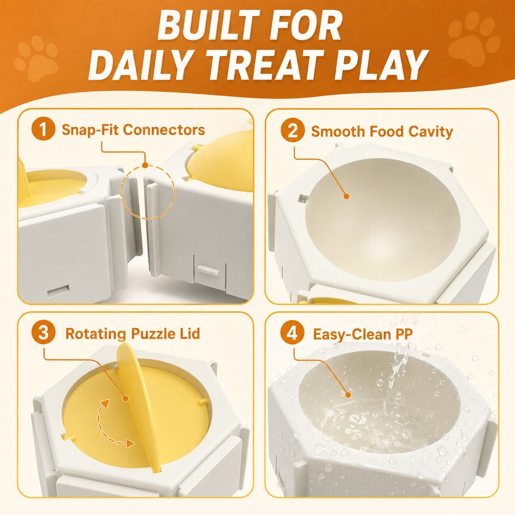 Blue bar cat puzzle feeder module