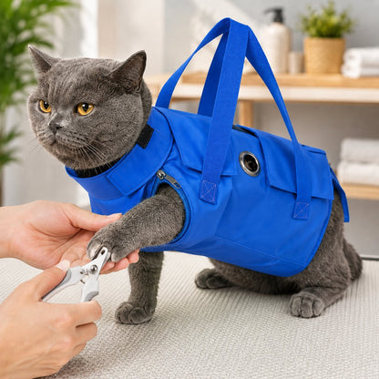 Paws in Awe Multi-Use Cat Carrier & Grooming Bag - Easy Paw Access for Vet Visits & At-Home Care