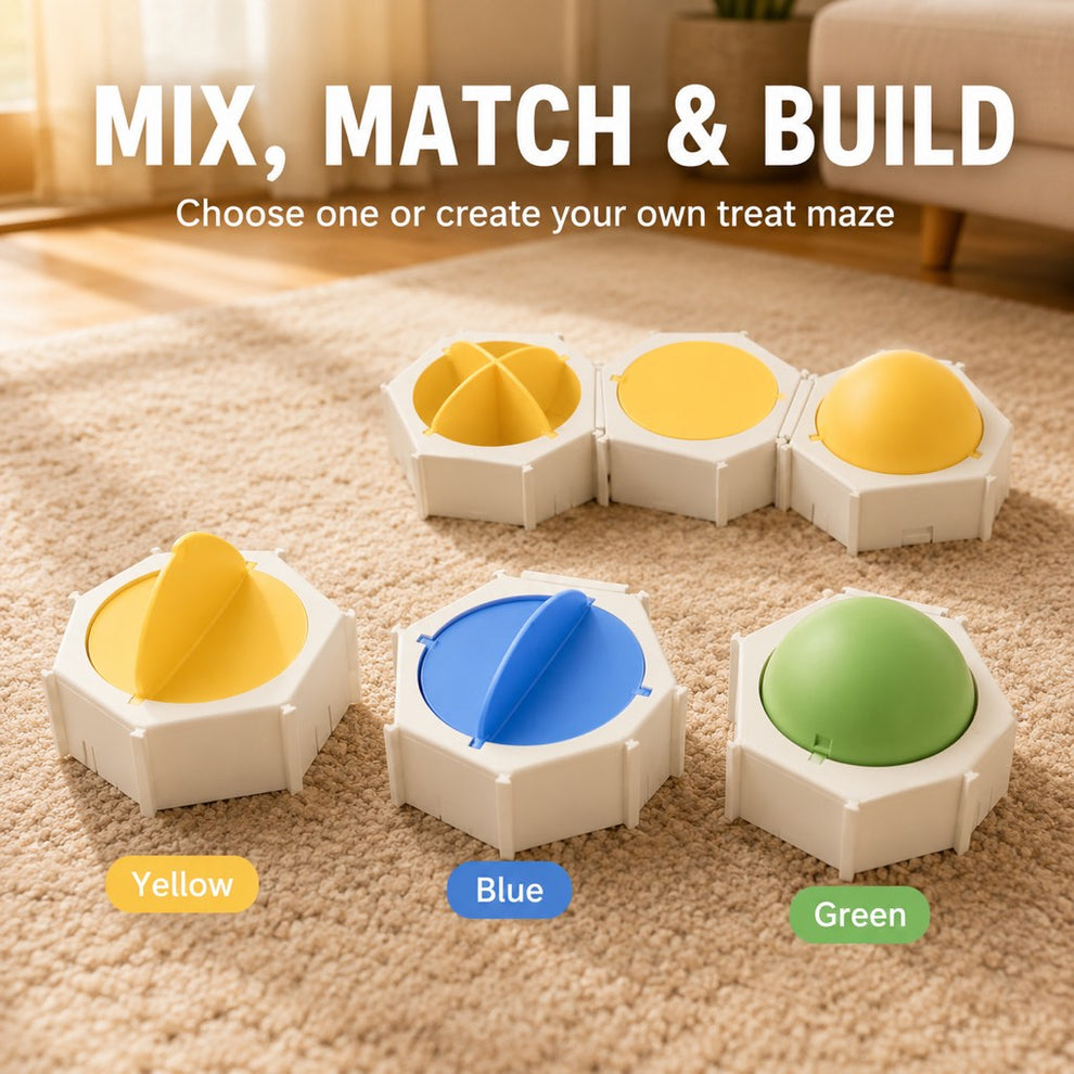 Blue dome cat puzzle feeder module