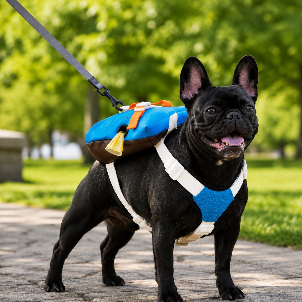 Blue Frenchie Adventure Backpack Harness