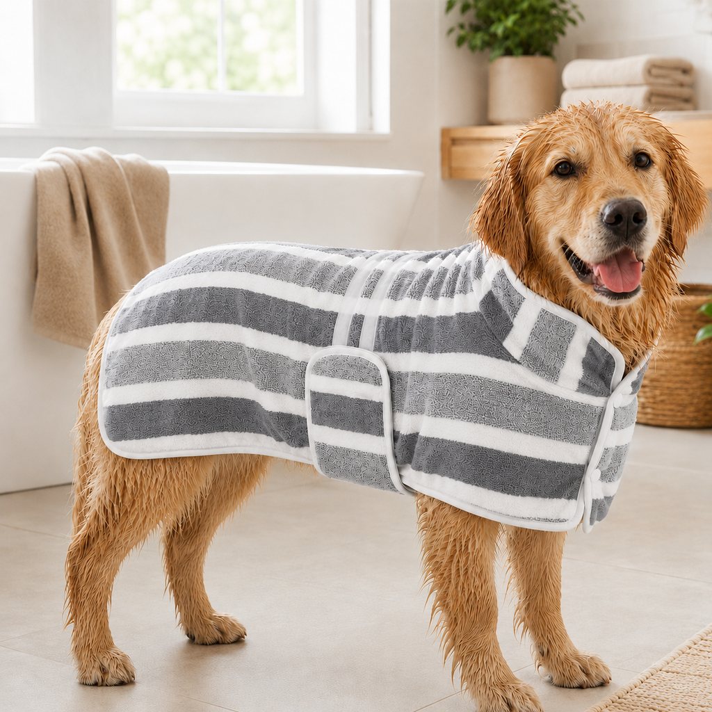 Blue wearable dog drying towel SKU image